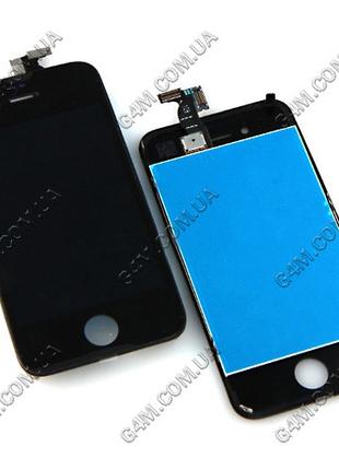 Дисплей для Apple iPhone 4G з тачскріном та рамкою, чорний