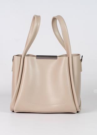 Женская сумка сумочка 2в1 бежевая сумка комплект сумок
