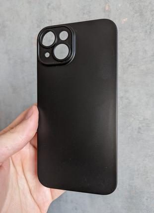 Ультратонкий чехол для iPhone 15 Черный матовый пластик