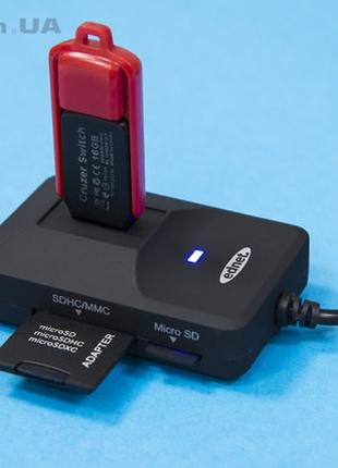 Кардридер Digitus Ednet OTG USB Hub & Card Reader, Black