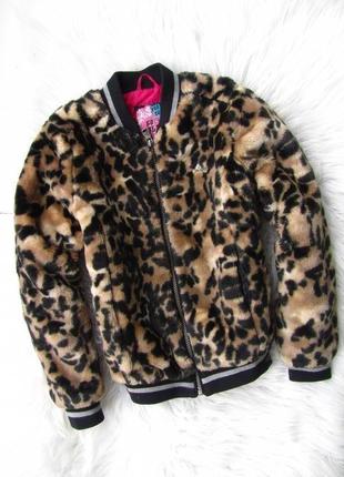Теплая демисезонная леопардовая куртка бомбер шуба vingino