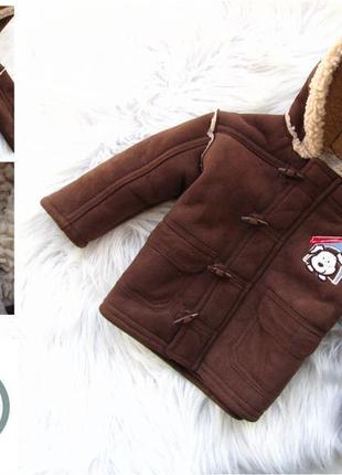 Демисезонная куртка пальто дубленка с капюшоном koala baby