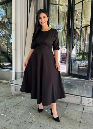 Женское платье миди из креп-костюмки цвет черный р.48 444639