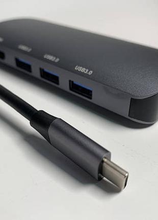 Адаптер 8в1 Привіт USB Type-C до HDMI, 3xUSB3.0, LAN, TF, SD, PD