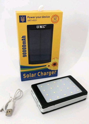 УМБ портативне зарядне Power Bank Solar UKC 90000 mAh з LED ліхта