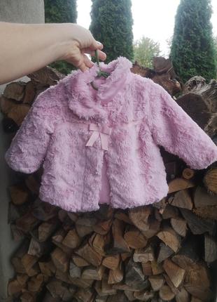 Шубка на 6-9 месяцев 68-74 см розовая шуба на девочку под карауль