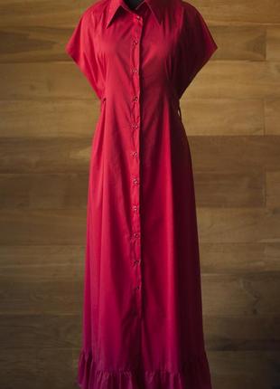 Красное летнее платье рубашка макси женская yesymphony, размер...