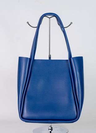 Женская сумка синяя сумка синий шопер синий шоппер классическая