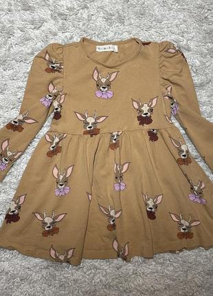 Трикотажное платье 2-4 года с оленятами