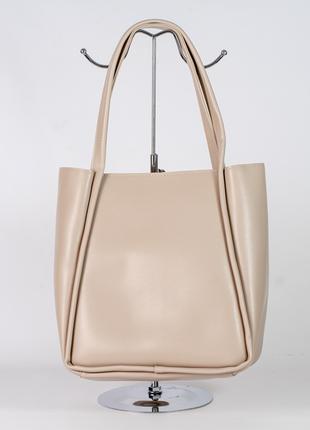 Женская сумка бежевая сумка бежевый шопер бежевый шоппер базовый