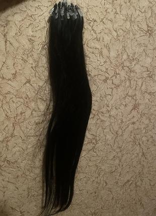 Натуральные волосы для наращивания черное #1 длина 45 см