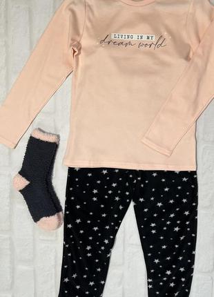 Пижама штаны флис + теплые махровые носки george