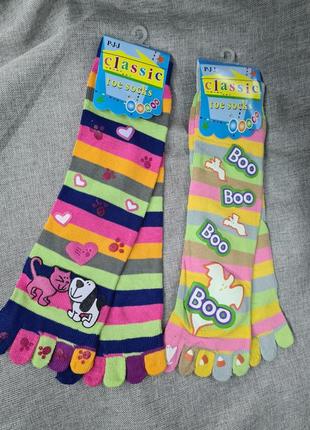 Носки с раздельными пальцами, носки пальчики,  яркие цветные н...