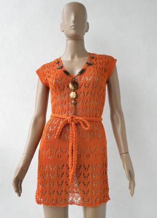 Оригинальное платье из легкой вязаной ткани. размер s-m.