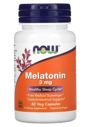 NOW Foods, мелатонін, 3 мг, 60 капсул США