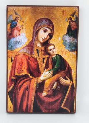 Страстная Богородица икона на доске 15,5x10см