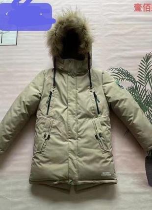 Зимняя детская удлиненная куртка пальто для мальчика 152-170