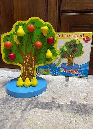 Розвиваюча іграшка з дерева «Дерево з фруктами» Магнітні фрукти.