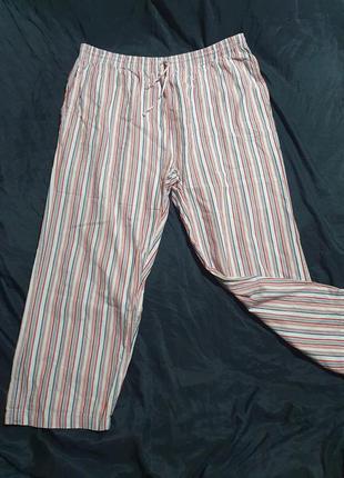Домашние пижамные штаны в полоску большого размера хлопок
