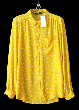 Красивая желтая рубашка блузка в горох р.16