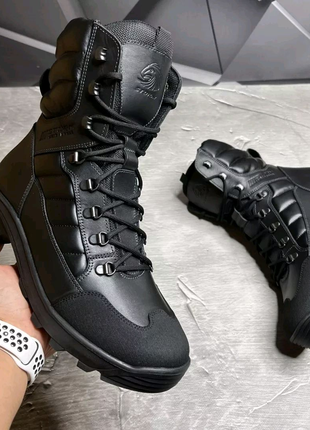 Мужские ботинки осенние черные кожаные, кожа тактические на осень