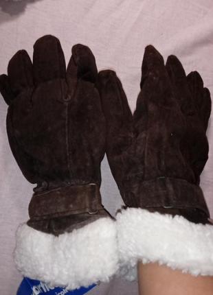 Замшевые теплые перчатки унисекс