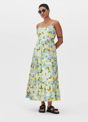Новое платье сарафан в лимоны h&m primark хлопок