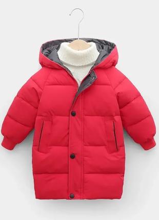 Стильная детская зимняя куртка с капюшоном, 3-4 года, унисекс, но