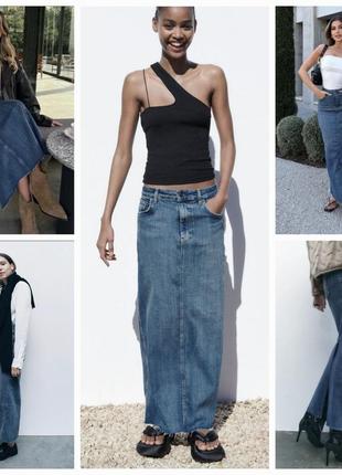 Трендовая джинсовая юбка-карандаш zara.  длинная, стильная, от...