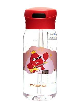 Пляшка для води CASNO 400 мл KXN-1195 Червона (краб) з соломинкою