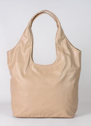 Женская сумка бежевая сумка мешок бежевый шопер шоппер хобо