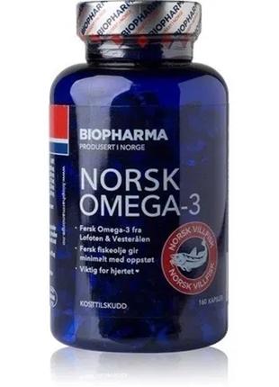 Риб'ячий жир з Омега 3 Biopharma Norsk Omega 3 160 капсул виро...