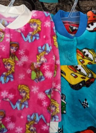 Пижама детская утепленная, двухсторонний мех, кофточка и свобо...