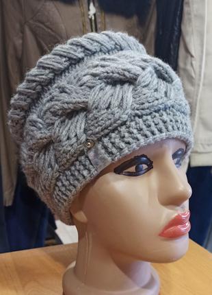 Жіноча шапка-кубанка ручної роботи, візерунок турецька коса та...