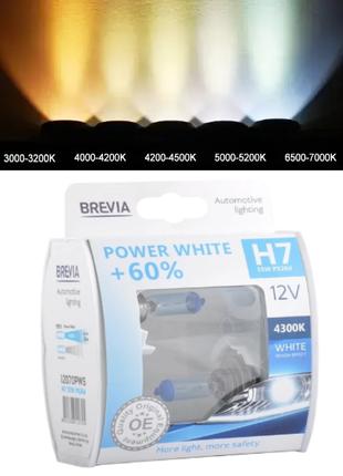 Галогенные лампы в фару авто H7 12V 55 W BREVIA Power White+60...