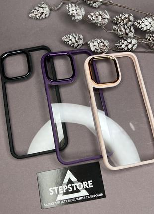 Чехол Metal Frame для Iphone 14 Pro Max прозрачный противоудар...
