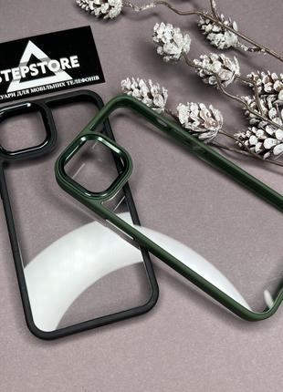 Чехол Metal Frame для Iphone 14 прозрачный противоударный мета...