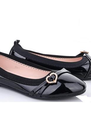 Женские балетки чёрные мокасины туфли лаковые (размеры: 36,37,...