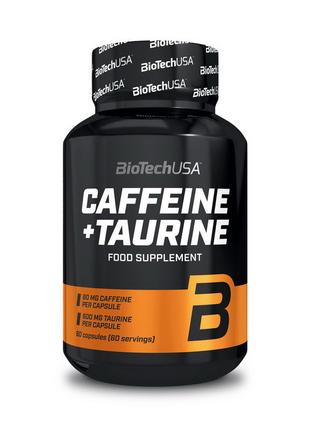 Кофеин, пищевая добавка Caffeine + Taurine (60 caps), BioTech 18+