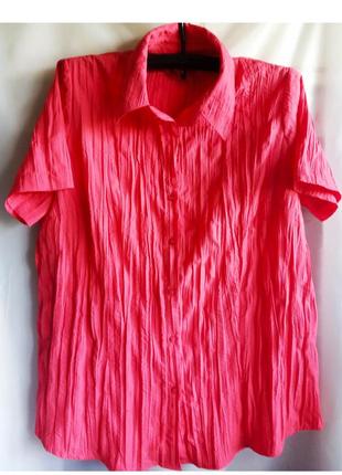 Блуза жіноча сорочка  в кораловому кольорі,матеріал жатка, скл...