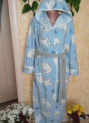 Флисовый халат белый медведь/халатик/домашняя одежда