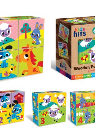 Деревянная игрушка Kids hits KH20/022 (64шт) кубик 5см набор 4...