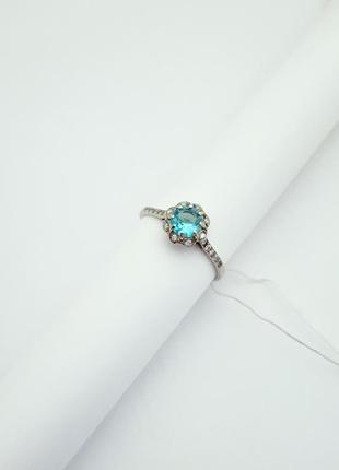 Серебряное кольцо голубой камень 18.5 размер