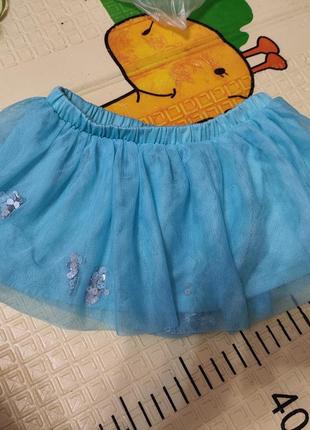 Голубая юбка с паетками 2-3 года