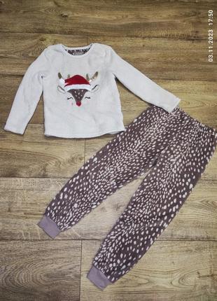 Теплая пижама для девочки с оленем на 6-7 лет от primark