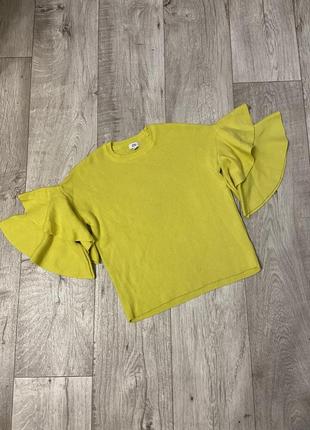 Стильный укороченный желтый свитер river island размер 42-44 xs/s