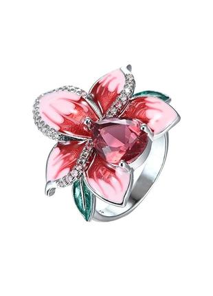 Элегантное женское кольцо розовые персиковые цветы размер 19