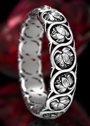 Винтажное женское кольцо цветок лотоса бохо стиль ручная дизай...