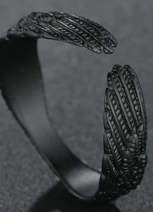 Кольцо стальное в виде черных Крыльев ангела размер регулируемый