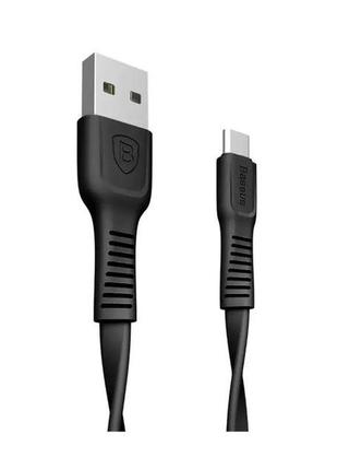 Кабель baseus tough series usb a - usb c плоский 1 м black (ca...